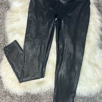 Spanx XL Women's Faux Leather Leggings - Black Skinny Ankle Comfy Thin